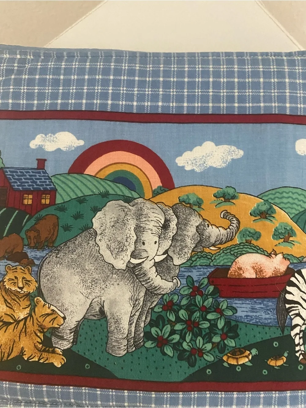 Vintage Noah's Ark Fabric Kids Nursery Handmade Cotton Book 9x9